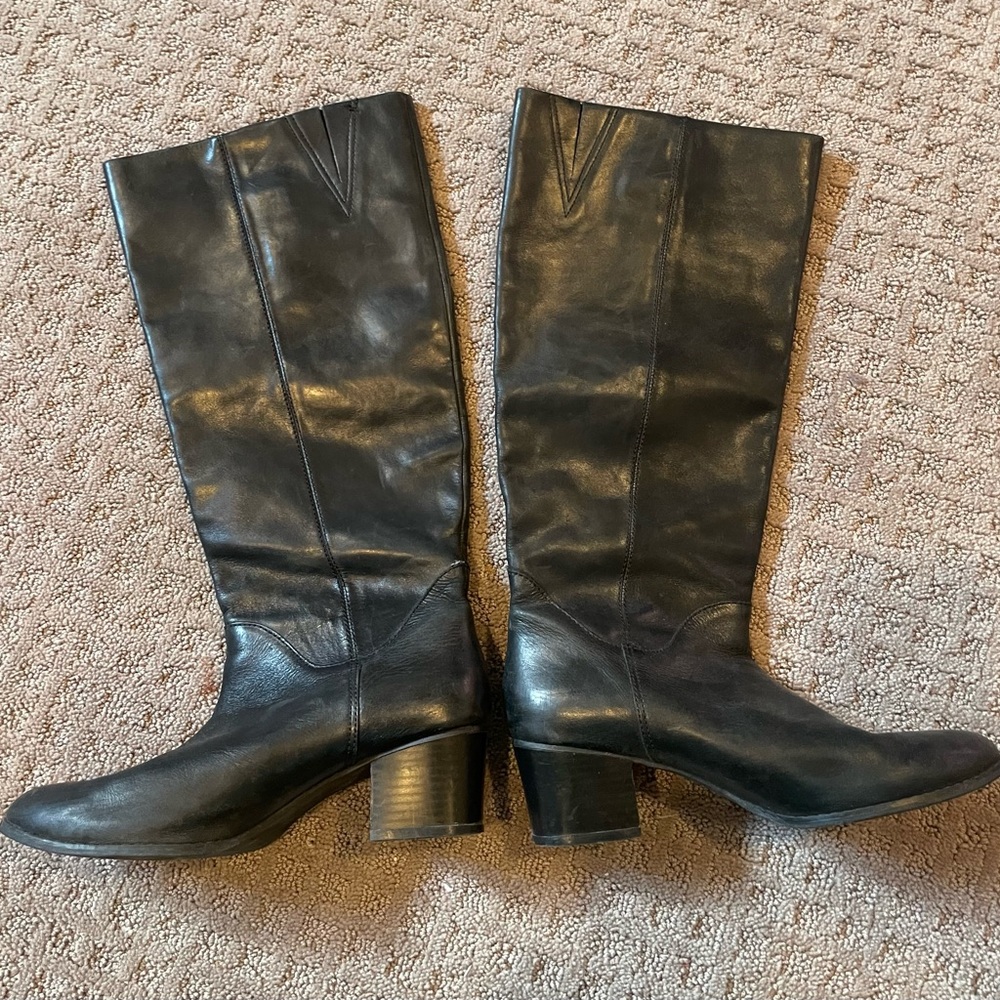 Black Leather Knee-High Boots